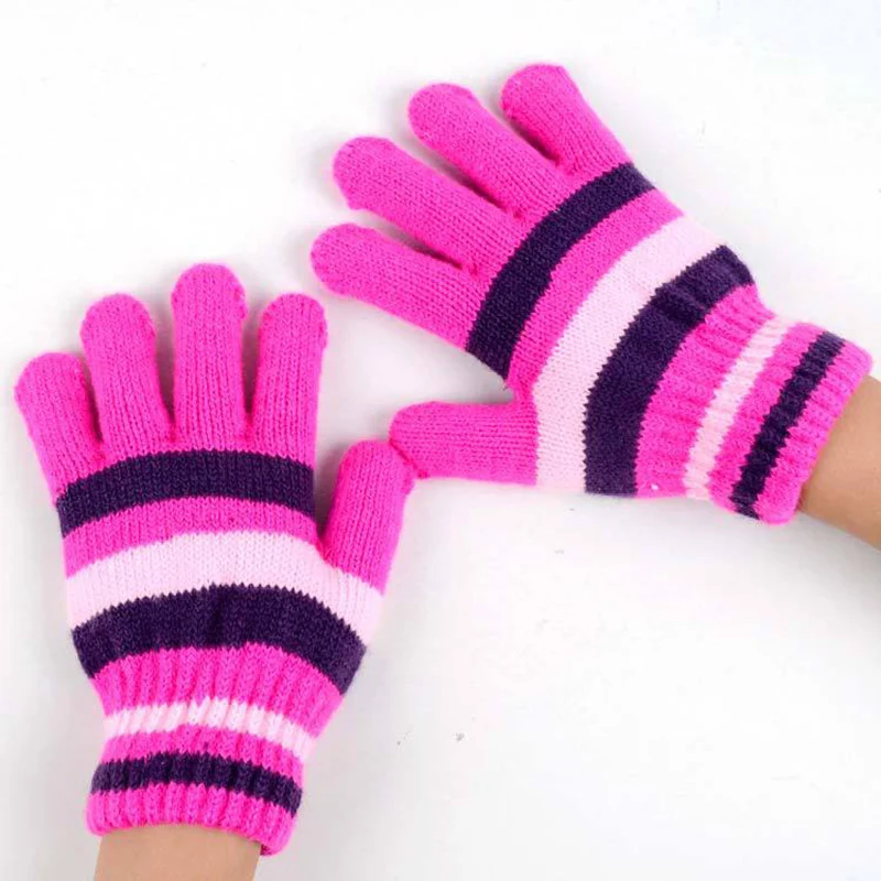 Winter Stripe Kids Children'S Mittens Gloves Baby Boys Girls Gloves