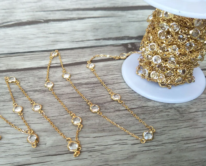 Handcrafted Gold color jewelry Finding,clear glass crystal Beaded