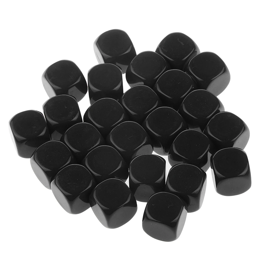 Набор из 25 штук DIY пустые 16 мм шестисторонние игральные кости D6 игры в подземелья D& D TRPG игры черный для классных обучающих средств