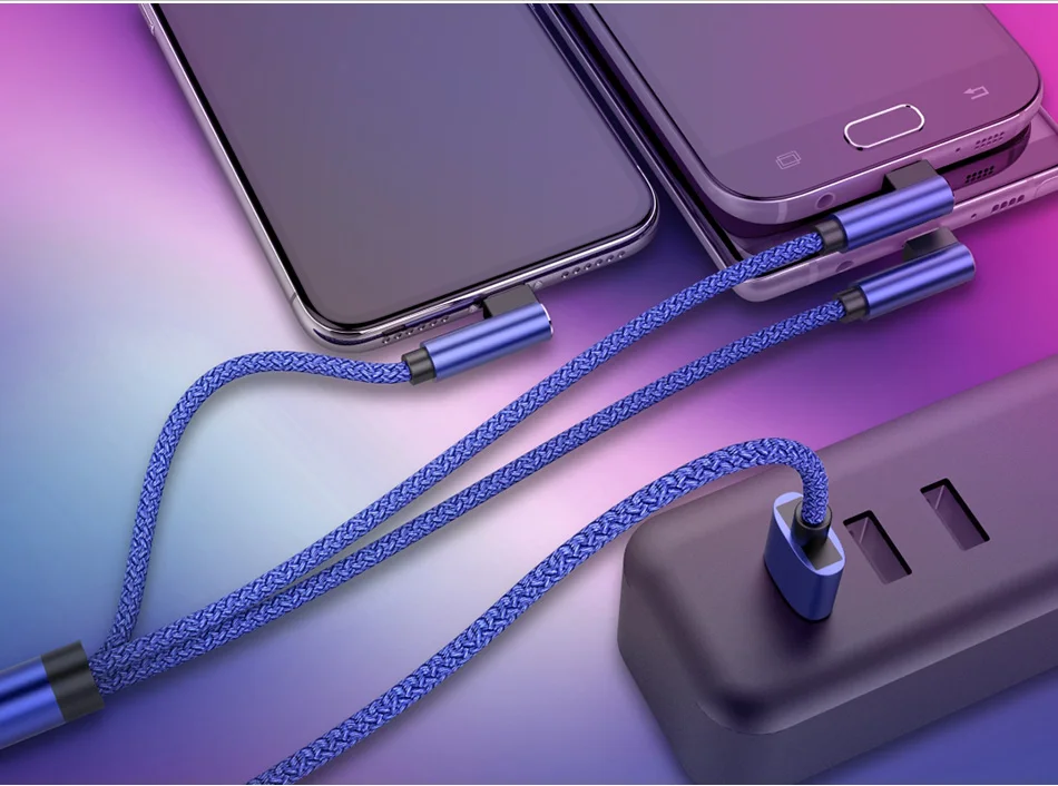 !ACCEZZ 3 in 1 L Shape Charging Cable Lighting For iPhone 8 7 Plus Micro USB Type-C For Xiaomi Samsung S7 Universal Charger Line (11)