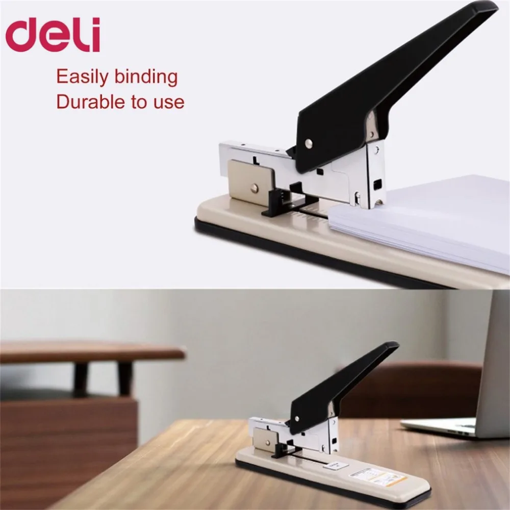 

Deli 0394 Heavy Duty Stapler 100 Paper Sheets Thick Large Arm Repair Book Make Book Staplers Office Binding Machine DropShipping