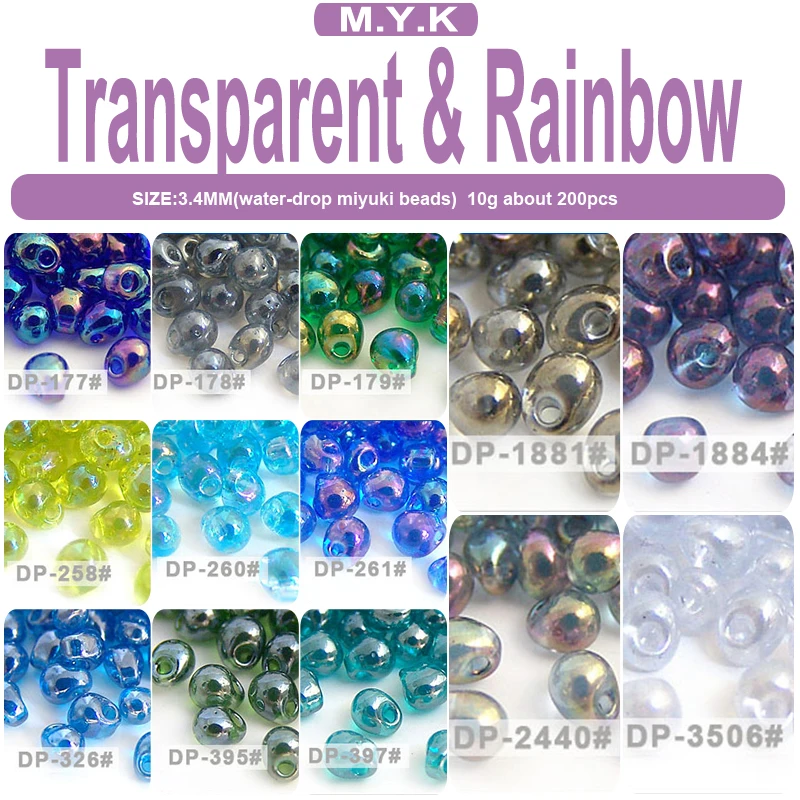14Taidian Wholesale 3.4mm Transparent Rainbow Japan Glass Drop Seedbeads For DIY Bead Nail Art Decoration 3gramslot