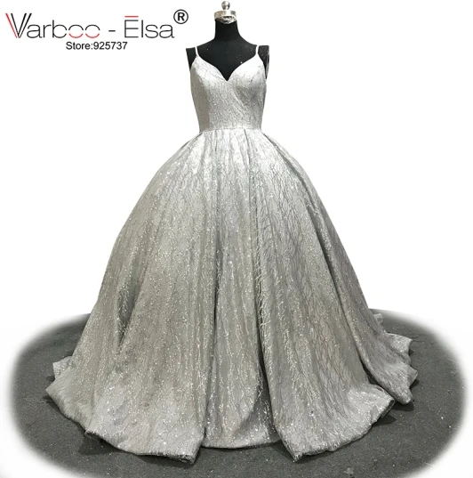 VARBOO_ELSA, новинка, блестящее серебряное бальное платье, расшитое блестками, сексуальное, v-образный вырез, платье для выпускного вечера, съемный плечевой ремень, вечернее платье, robe de soiree - Цвет: silver