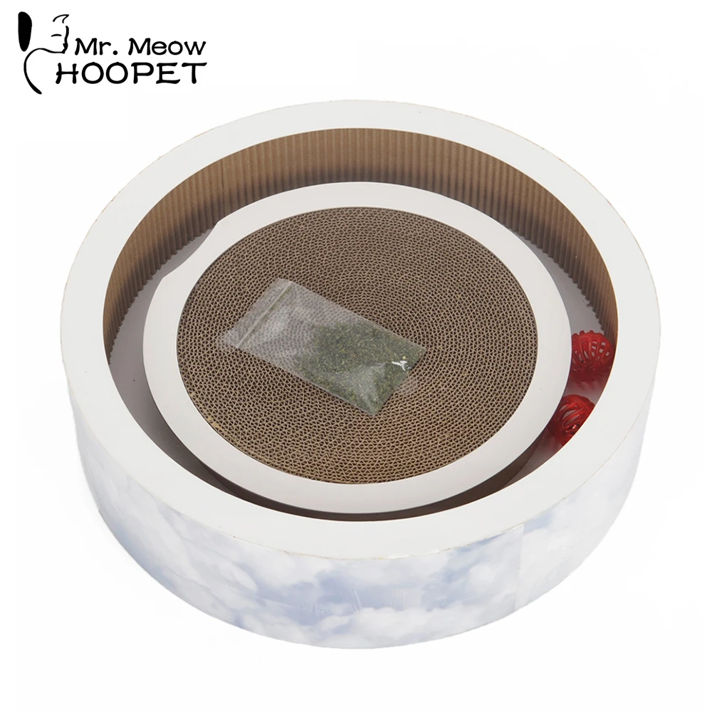 

Hoopet Pet Toy Cat Round Scratch Catnip Pad Funny Kitten Toys Intelligence Triple Play Disc Cat Training Ball