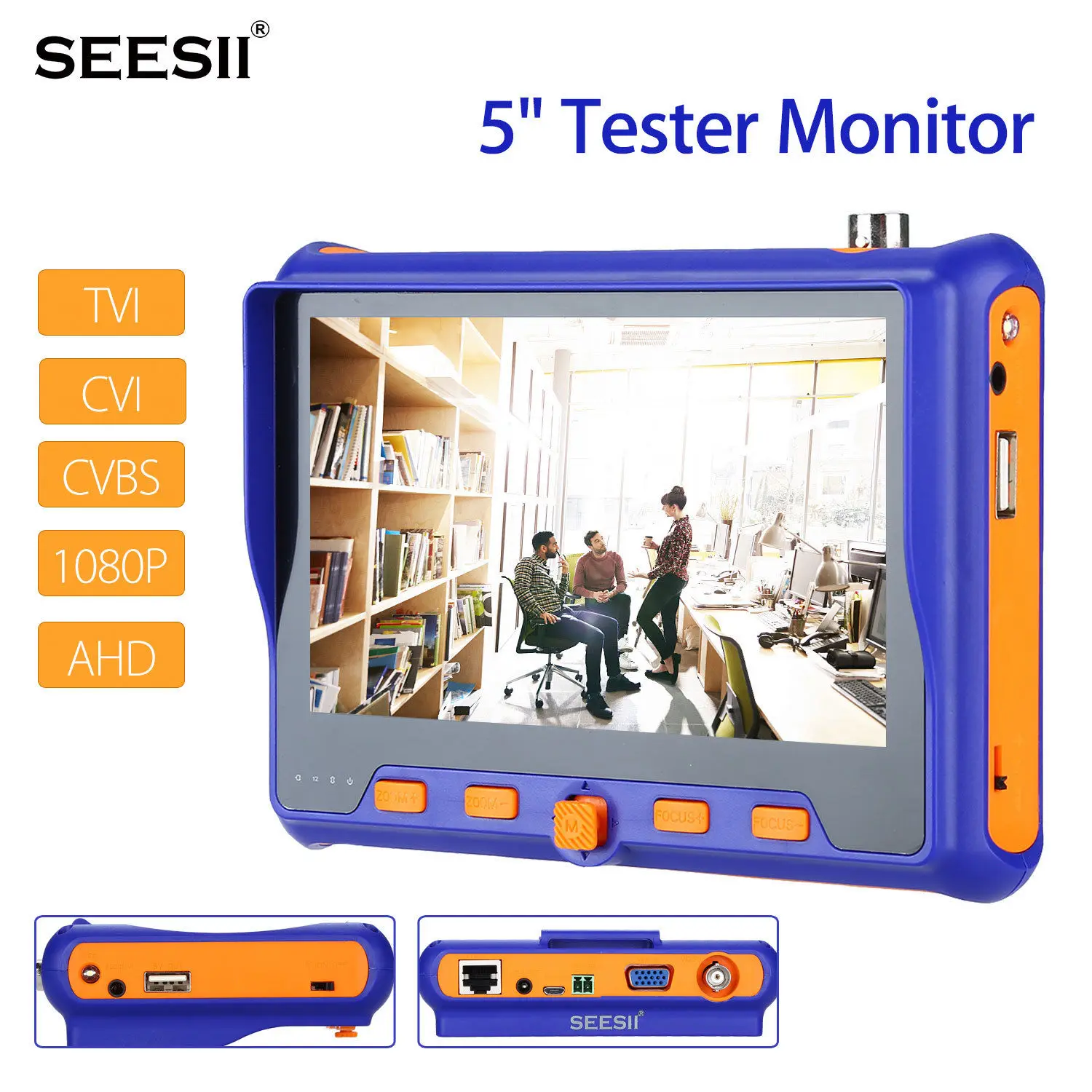 SEESII 5 &quotдюймовый 1080P 3 7 в камера тест er монитор TVI CVI AHD VGA HDMI аудио контроль PTZ ЖК