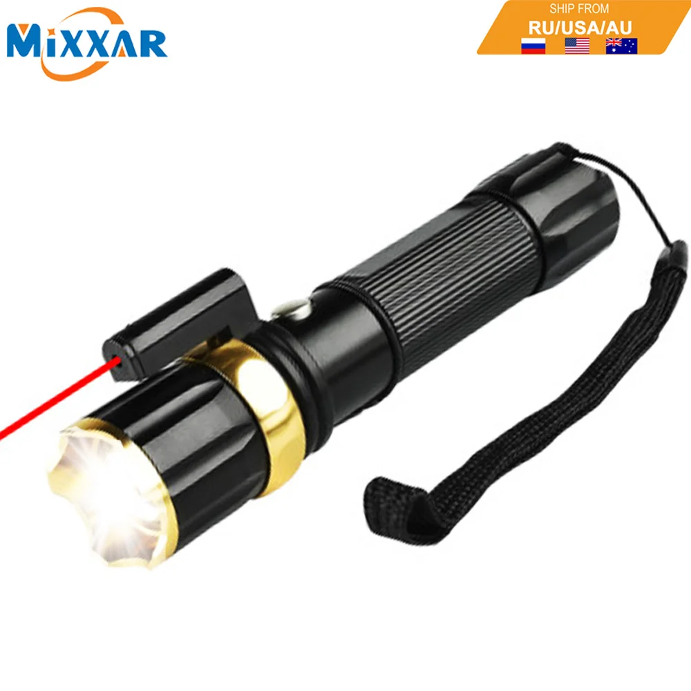 

ZK20 2 In 1 9000LM 3 Modes T6 LED Tactical Flashlight Zoomable with Red Light for Hunting Torch Light NO Battery NO Charger
