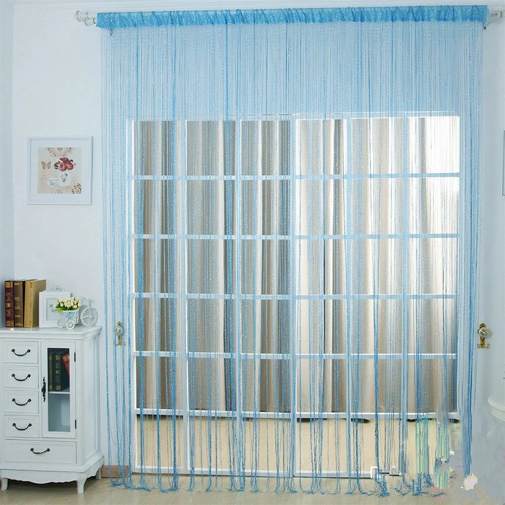 12m Shiny Silver Silk Tassel String Curtain Door Window Living Room Divider Curtain Home Wedding Party Decoration Valance Curtain (8)