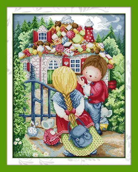 

Fantisy Sweet house Printed Canvas DMC Counted Cross Stitch Kits printed Cross-stitch set Embroidery Needlework