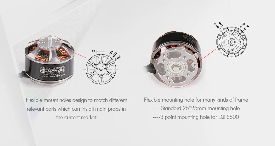 T-motor de Alto Motor para Hexacopter Desempenho Outrunner Brushless - Multi-helicóptero Mn4014 Kv400 5 Cheap outrunner brushless motor