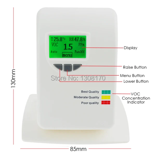 VOC тестер для домашнего типа внутренних офисов спальни 0~ 50ppm качество воздуха IAQ метр детектор температуры, влажности, загрязнения воздуха