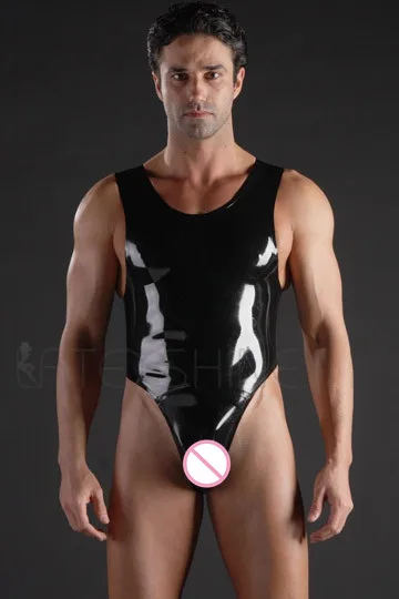 Black-Sexy-Latex-Clothing-Swimwears-One-Piece-100%-Pure-Natural-Latex-Suit-Handmade