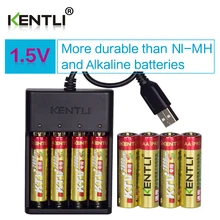 8 шт. KENTLI 1,5 в AA PK5 2800mWh литий-ионная аккумуляторная батарея+ 4 слота быстрое зарядное устройство