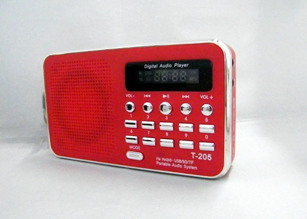 REDAMIGO портативный fm-радио приемник USB стерео мини-динамик fm-радио Ubwoofer супер бас портативное радио TF MICRO SD MP3 T205R