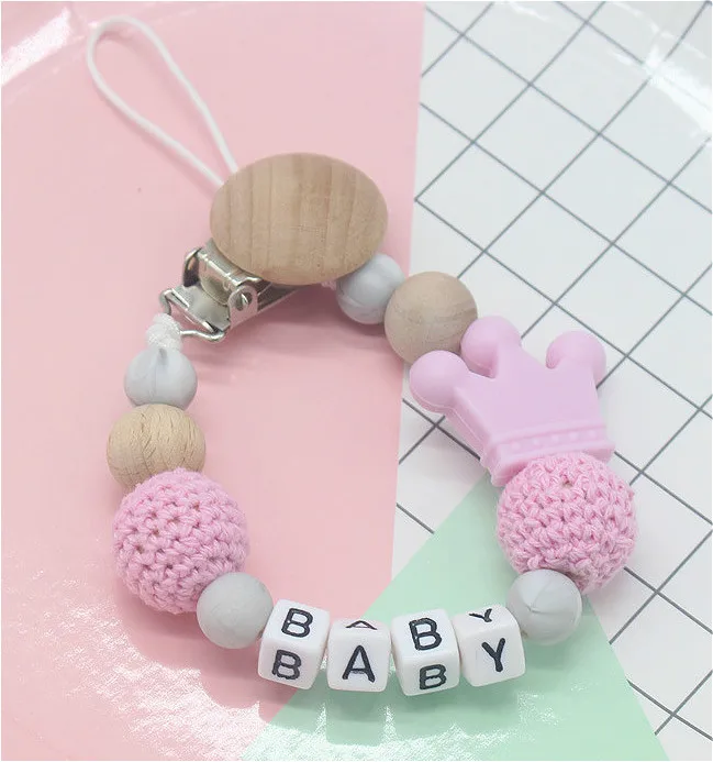 Pink DIY силиконовые персонализированные имя ребенка соска зажимы, забавная соска цепь с мышкой держатель для ребенка, детский душ подарок BPA бесплатно - Цвет: Pink