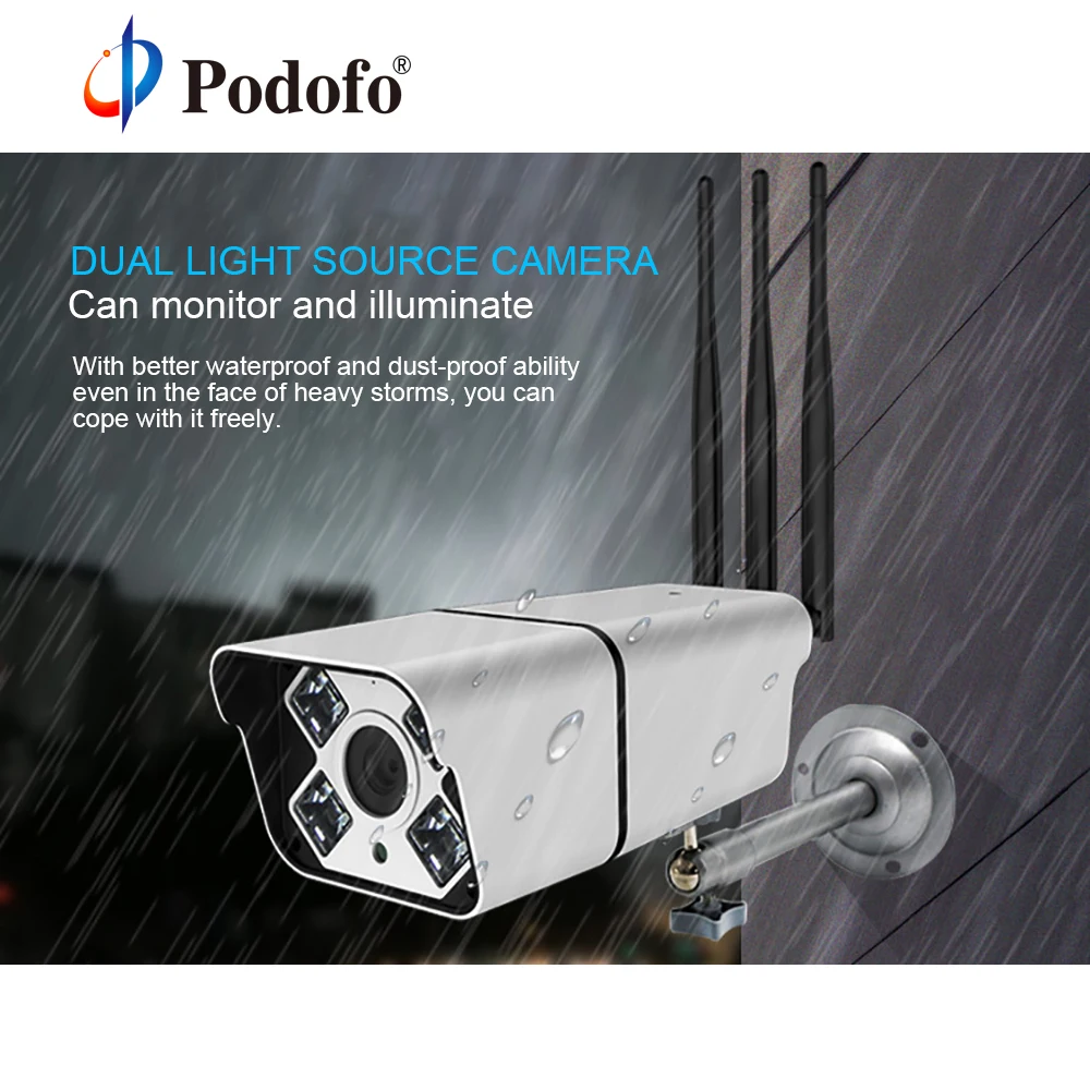 Podofo FHD 1080P Водонепроницаемая WiFi IP камера наблюдения наружная безопасности