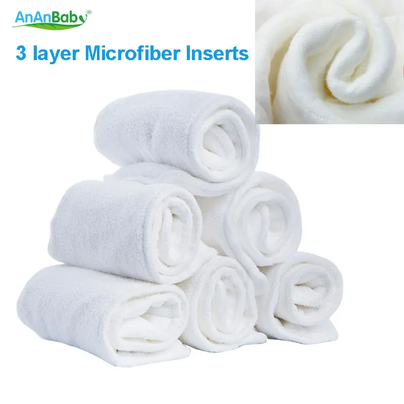 Ananbaby пеленки вставки 30 шт. дышащие 3 слоя микрофибры Моющиеся Reuasable детские