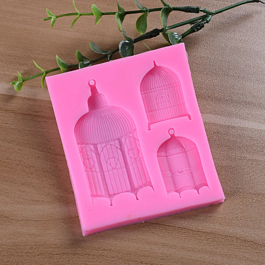 

Bird Cages 3 Cavity Silicone Mold Fondant Mould Cake Decorating Tools Chocolate Gumpaste Molds, Sugarcraft, Kitchen Gadgets H664