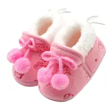 Fashion Sweet Newborn Baby Girls Princess Bowknot Winter Warm First Walkers Soft Soled Infant Toddler Kids Girl Cack Shoes