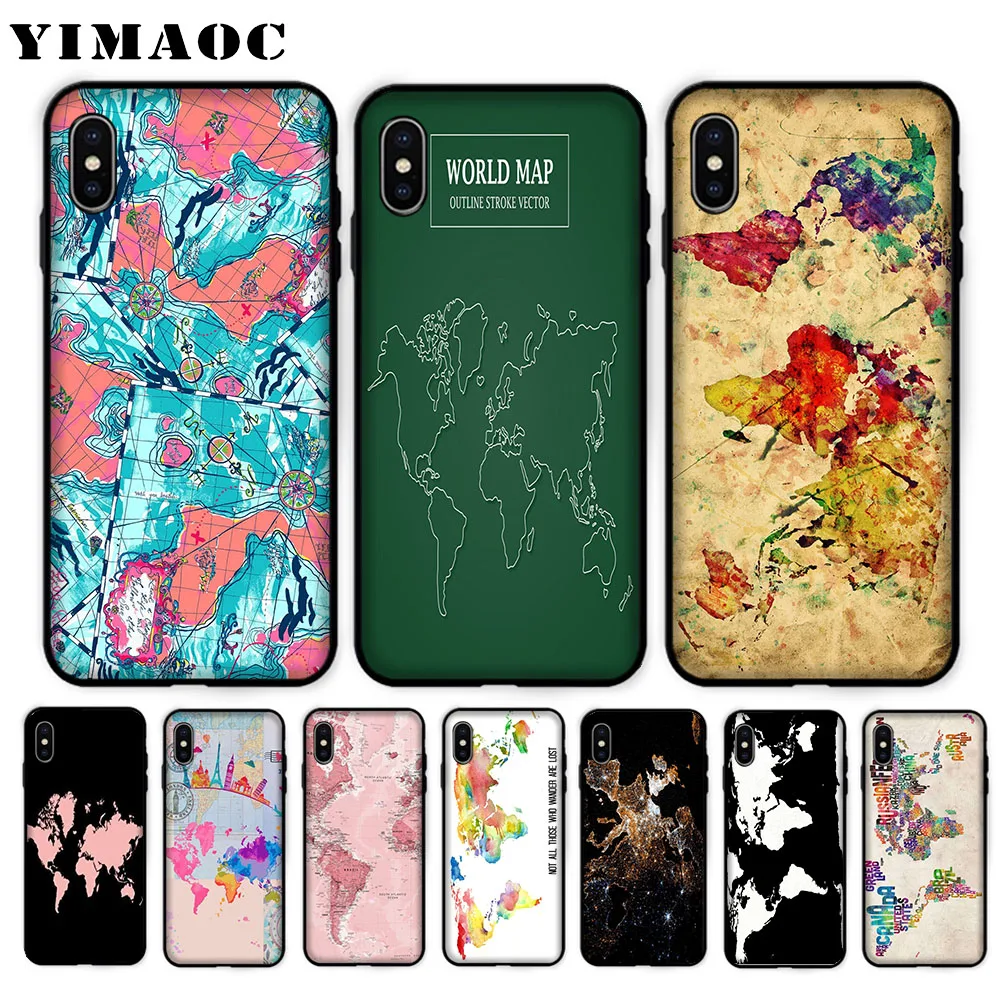 

YIMAOC World Map Plans Special Offer Soft Case for iPhone XS Max XR X 7 8 6 6S Plus 5 5S SE