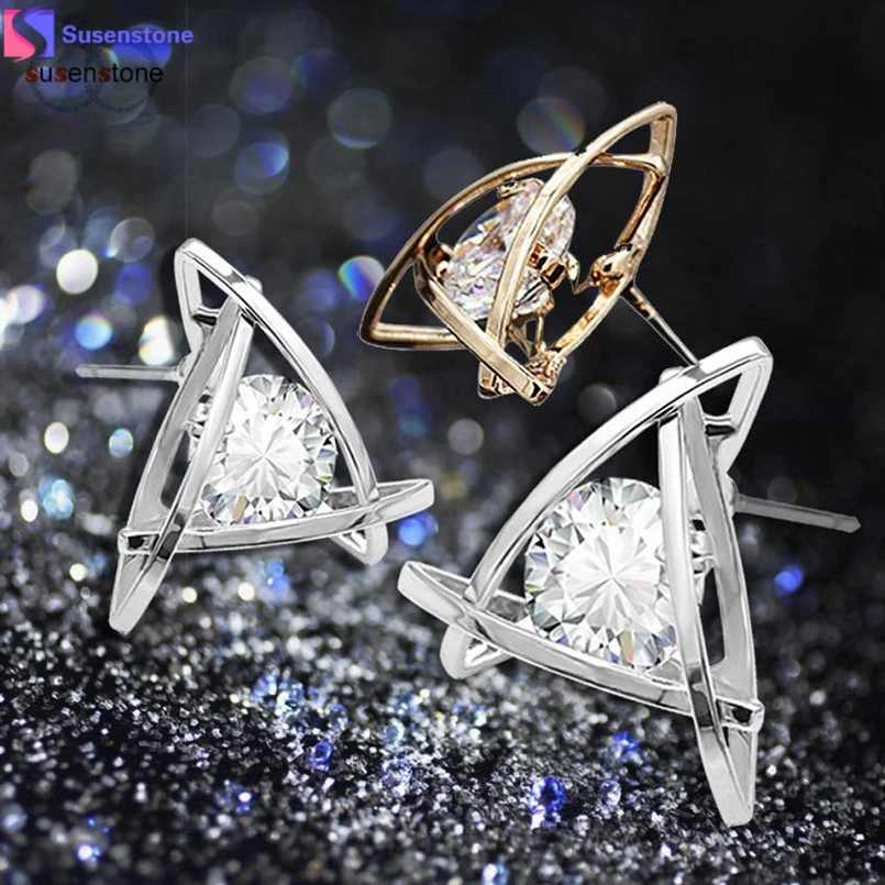 

SUSENSTONE Women Fashion Lovely Elegant Crystal Rhinestone Square Ear Stud Earrings Hot #5-6