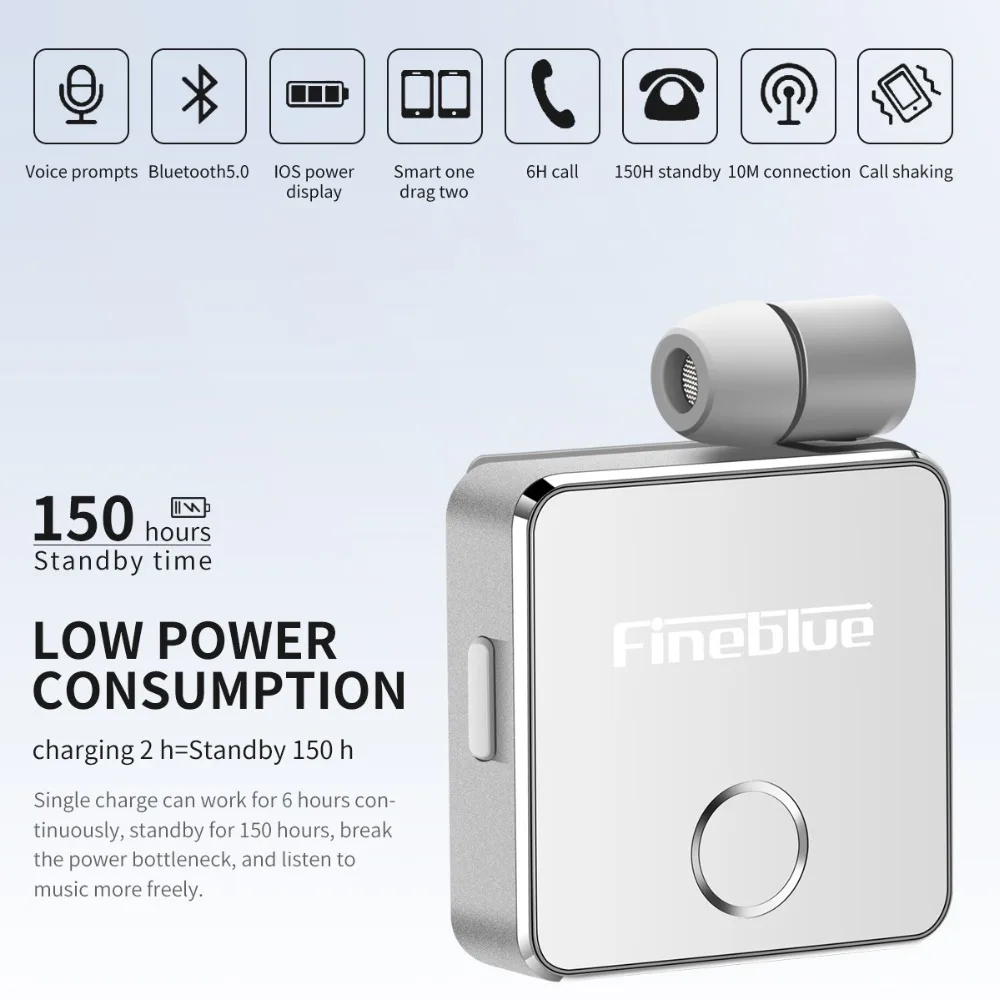 Новинка Fineblue F1 Бизнес Беспроводная Bluetooth гарнитура вибрирующий сигнал HD наушники с микрофоном для iPhone X samsung