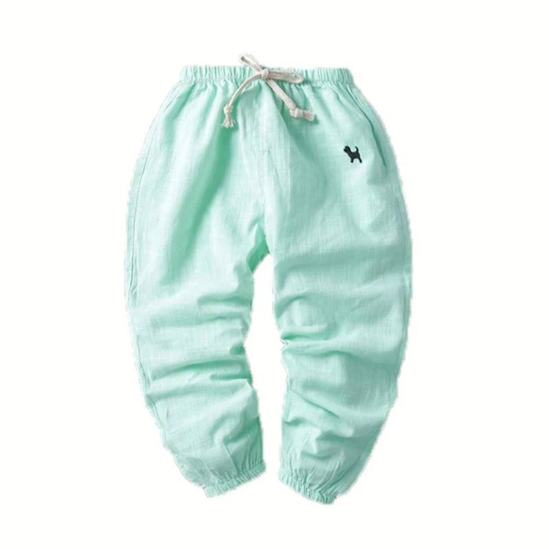 Летние повседневные брюки для маленьких мальчиков, детские длинные штаны, хлопковые однотонные штаны, одежда