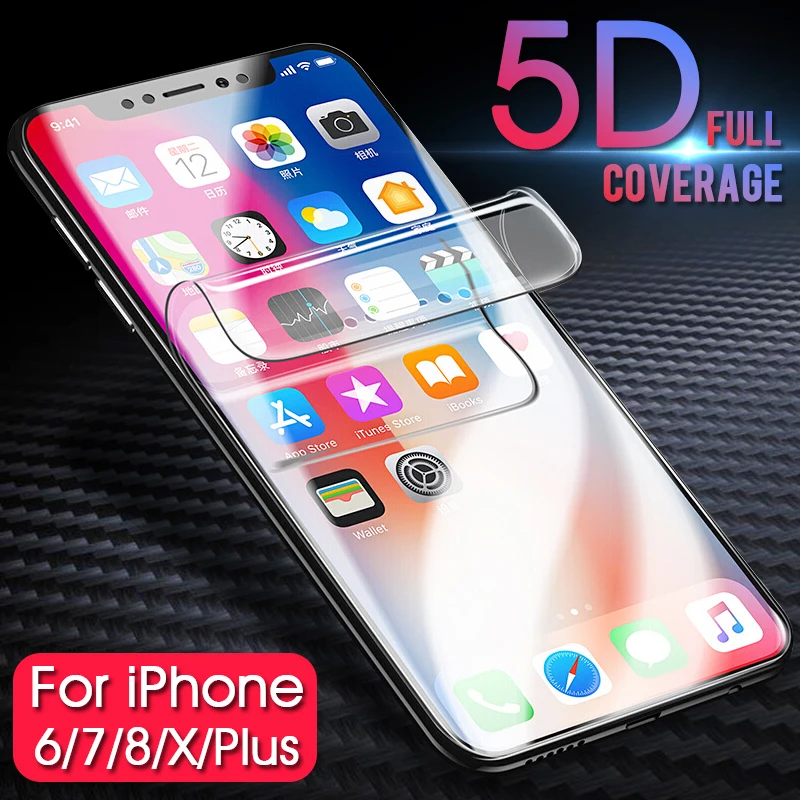 

5D For iPhone XS Max XR X 8 7 Plus Soft Hydrogel Film Screen Protector For For iPhone X 8 7 6 6S Plus Full Cover Protective Film