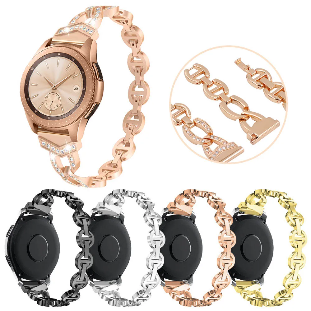 

Women Bracelet 20mm Metal Strap for Samsung Galaxy Watch 42mm/Active Wrist Band for Garmin Vivoactive 3/Vivomove HR Belt