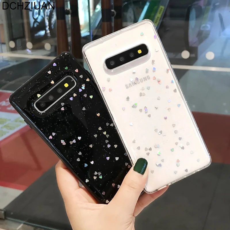 

DCHZIUAN Fashion Stars Sequin Phone Cases For Samsung Galaxy S10 S9 S8 Plus Note 8 Note 9 Case Bling Black Clear Silicone Cover