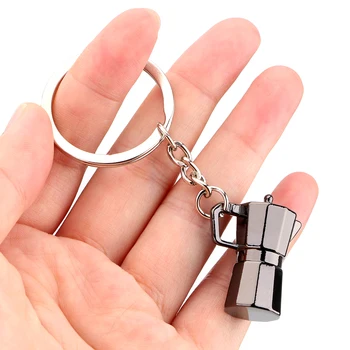 

LEEPEE Creative Gift Key Chain Auto Accessories Car-styling Moka Pot Shape Keychain Car Keyring Metal Key Rings