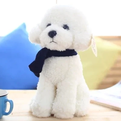 

lovely squatting poodle with scarf plush toy dog soft throw pillow, Christmas birthday gift F024