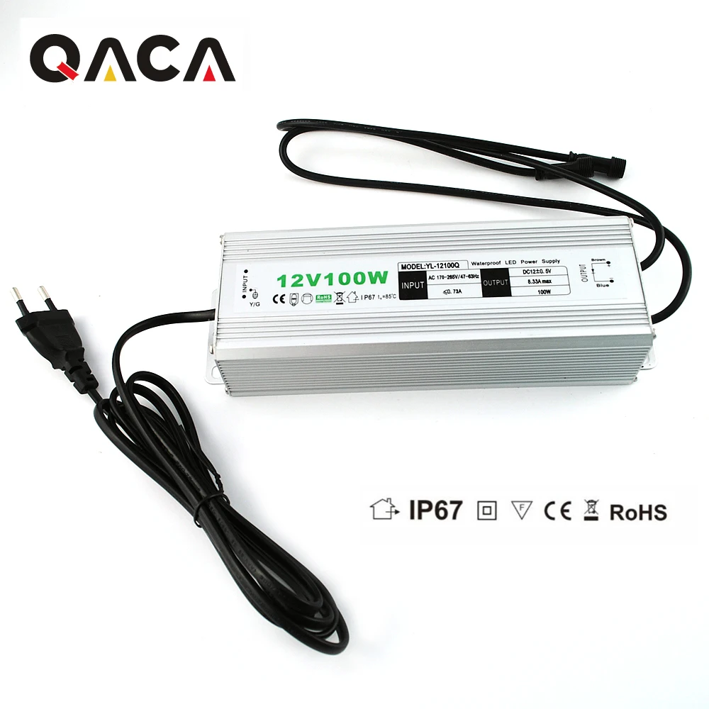 Output DC 12V 100W Waterproof IP67 LED Driver Outdoor Use AC Converter