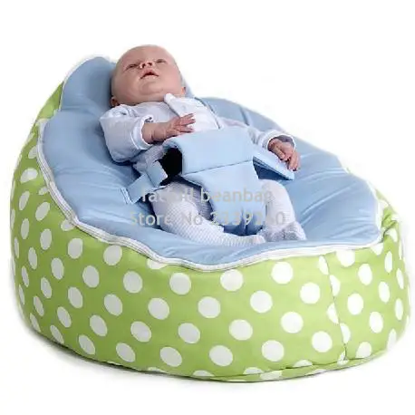 COVER ONLY, NO FILLINGS-Green polka Kid Tollder Baby Bean Bag Snuggle Bag Infant Sleeping For Child =10-year old