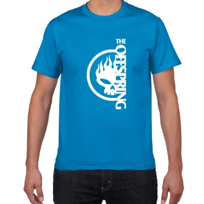 Мужская футболка в стиле панк с пламенным черепом,, новинка, популярная мужская футболка в стиле панк с черепом, высокое качество, хлопковые футболки для мужчин - Цвет: W325 diamond blue