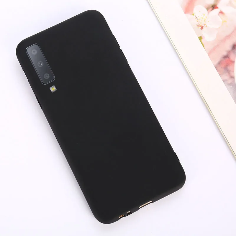 Silicon Matte TPU Case For Samsung Galaxy S10 M20 M10 A7 A6 A8 A5 J3 J5 A9 S8 S9 Plus A50 A30 A70 A40 Candy Color Case - Цвет: Black