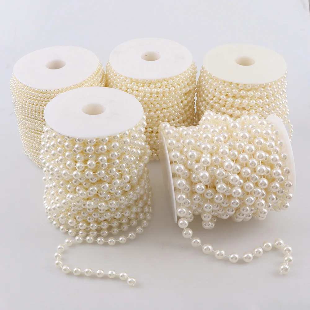 

3-10mm Whole Roll Fishing Line Artificial Imitation Pearl Round Beads Chain For Wedding Bridal Bouquet Flower Decoration