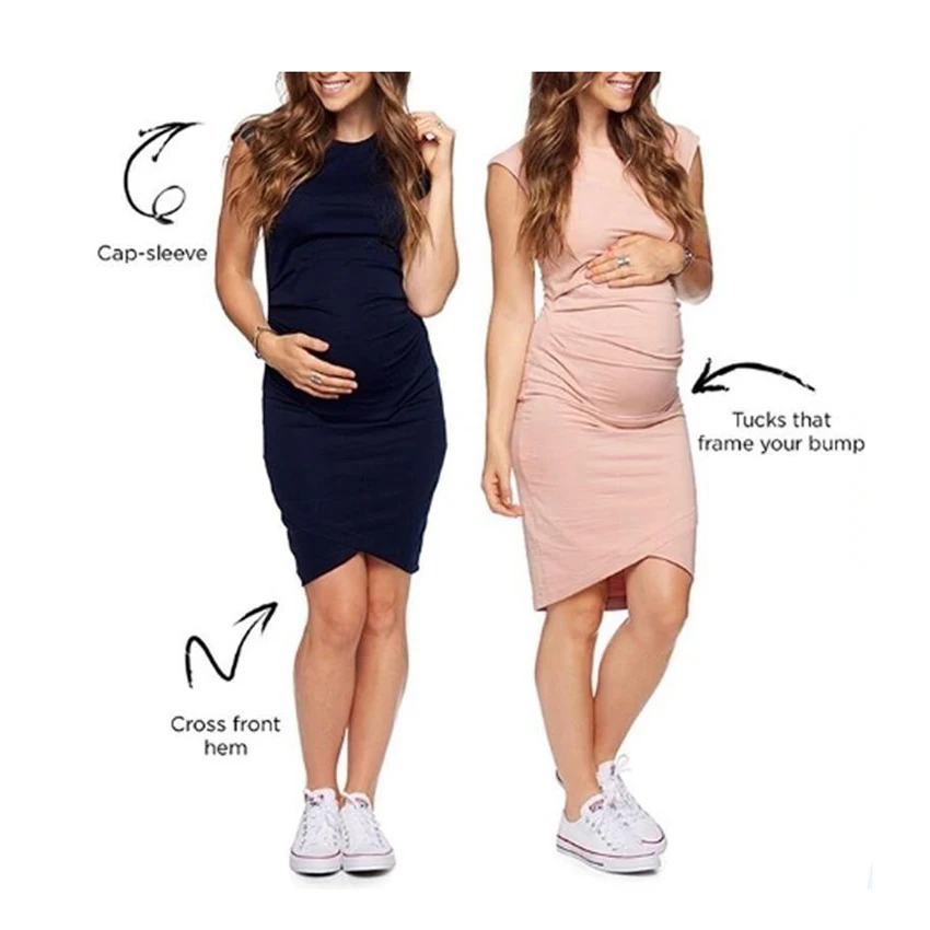 

Benemaker 2019 5XL Summer Solid Maternity Dresses Sexy Women Pregnancy Dress Sleeveless Clothes For Pregnant Women Nursing YC009