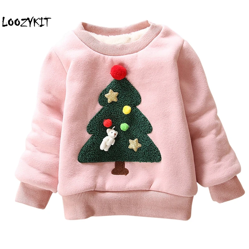 

Loozykit 2019 Baby Girls Sweatshirts Autumn Winter Children Hoodies Christmas Tree Long Sleeves Sweater Kids Outerwear Clothes