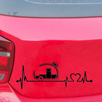 

20.3*9.8cm Car Stickers Cartoon Camper Heartbeat Decals Window Door Vinyl Car Motorcycle Accesseries Car Sticker