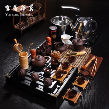 

Purple sand tea set cooker solid wood tea tray kung fu of a complete set of ice to crack your kiln porcelain tea sets