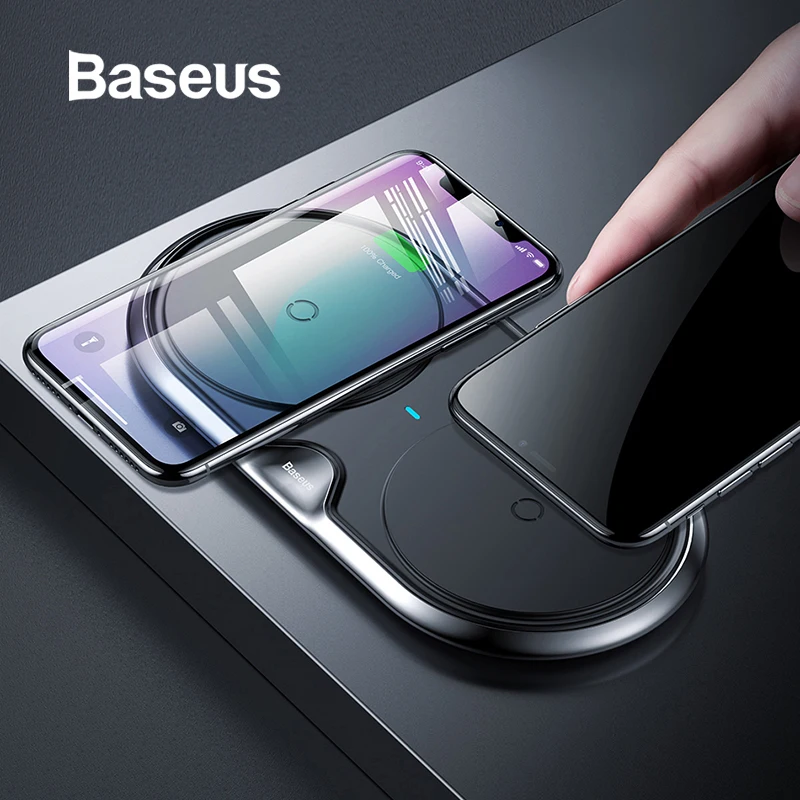 

Baseus Metal Dual Wireless Charger For iPhone Xs Xs Max XR Desktop Fast Wireless Charging Charger Pad for Samsung Note9 S9