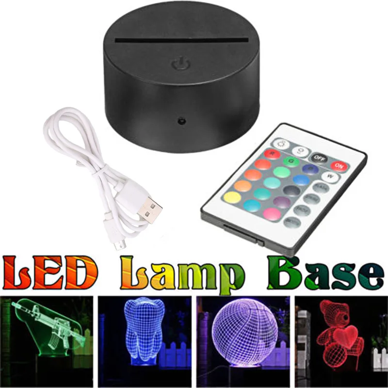 

USB Cable Touch Lamp Bases For 3D LED Night Light Replacement 7 Color Colorful Light Base Table Lamp Part With Remote