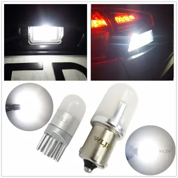 

WLJH Auto Car T10 W5W LED P21W 1156 Ba15s LED Bulb 3030SMD LED Number Lamp License Plate Reverse Back Up Light For Ford Focus