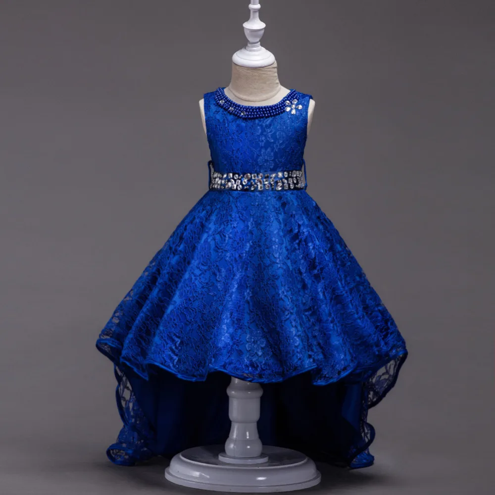 Новые кружевные платья со стразами и хвостом для девочек костюм принцессы, vestidos Infantis платье на свадьбу, день рождения для детей 4, 6, 8, 10, 12, 14 лет