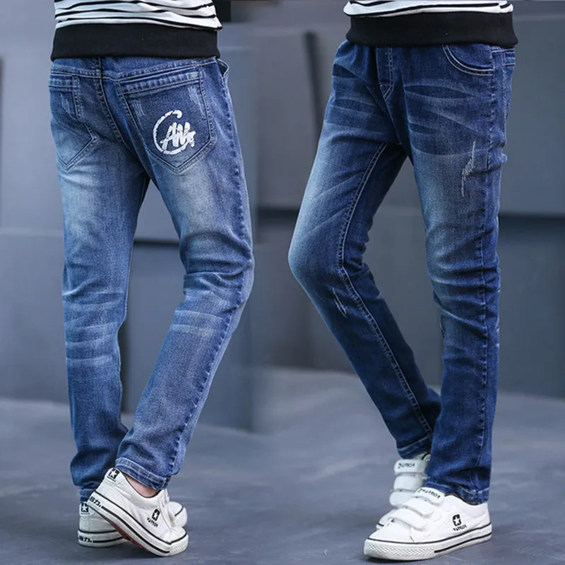 

Children's Clothing Male Child Jeans Trousers Spring Autumn Child Jeans Big Boy Letter Print Jeans Trousers Casual Pants 4-14Y