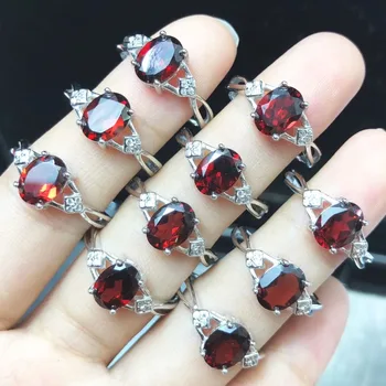 

Red Garnet Ring - Genuine Gemstone Simple Ring - Tiny Stacking Ring - January Birthstone - Engagement Jewelry