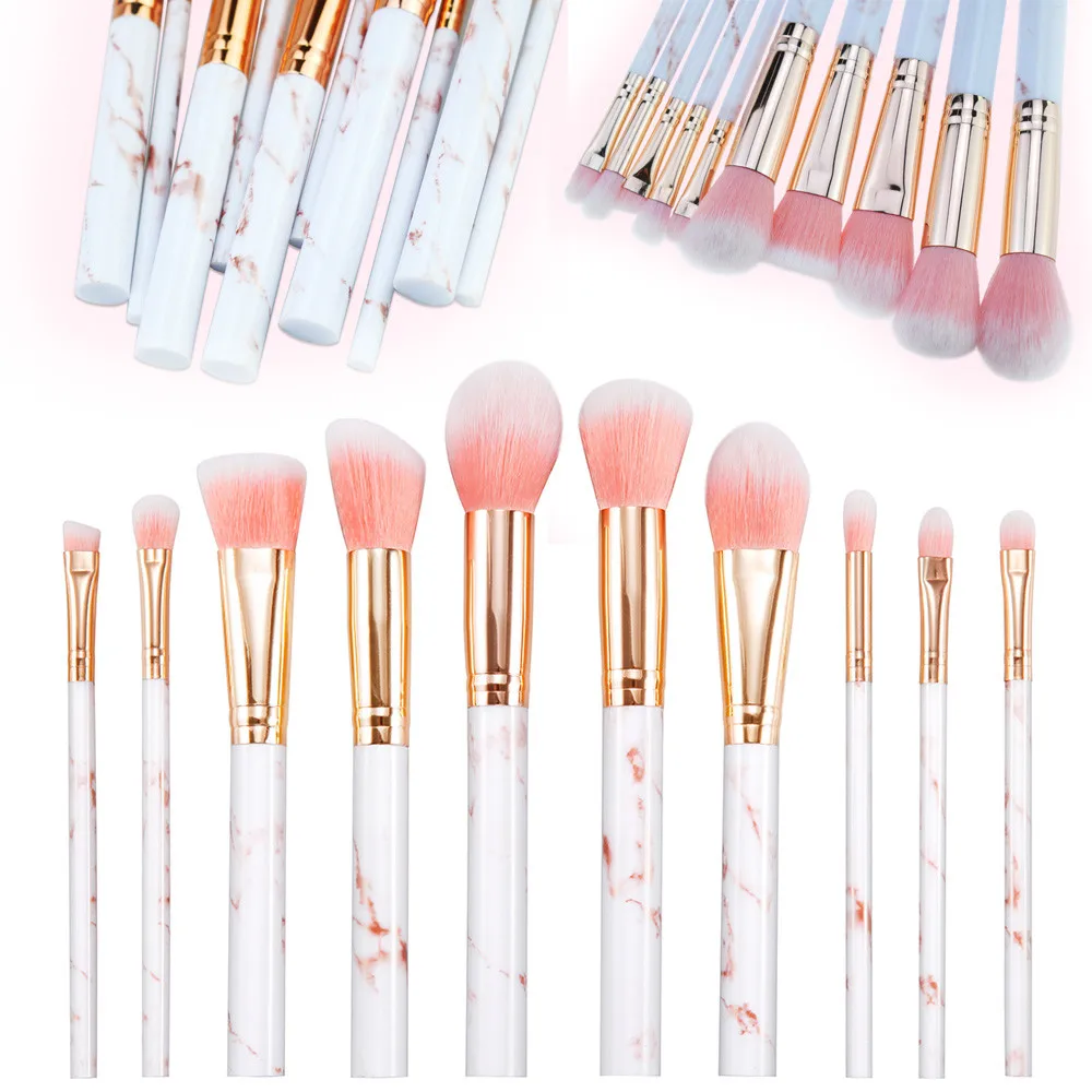 

10Pcs Marble Makeup Brush Set Professional Face Eye Shadow Eyeliner Foundation Blush Lip Makeup Brushes Blending Brush Tool