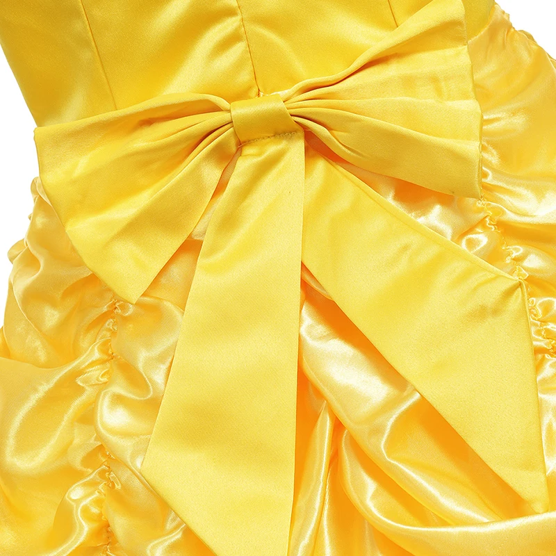 YOFEEL Belle/костюм принцессы для косплея; желтый костюм для девочек; милое платье без рукавов для вечеринки, дня рождения, Хэллоуина, Рождества