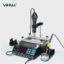 YIHUA 853AAA 3 функции в 1 паяльная станция 650 Вт SMD горячий воздушный пистолет+ 60 Вт паяльники+ 500 Вт станция предварительного нагрева