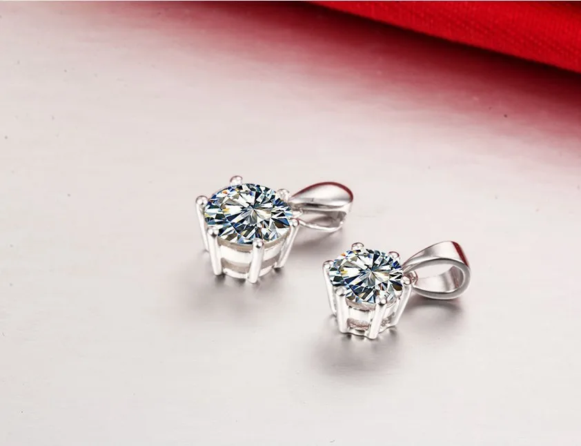Блестки как настоящее 1Ct 6,5 мм G-H Moissanite алмазная подвеска ожерелье, созданное Charles& Colvard Подвеска из стерлингового серебра 925 пробы